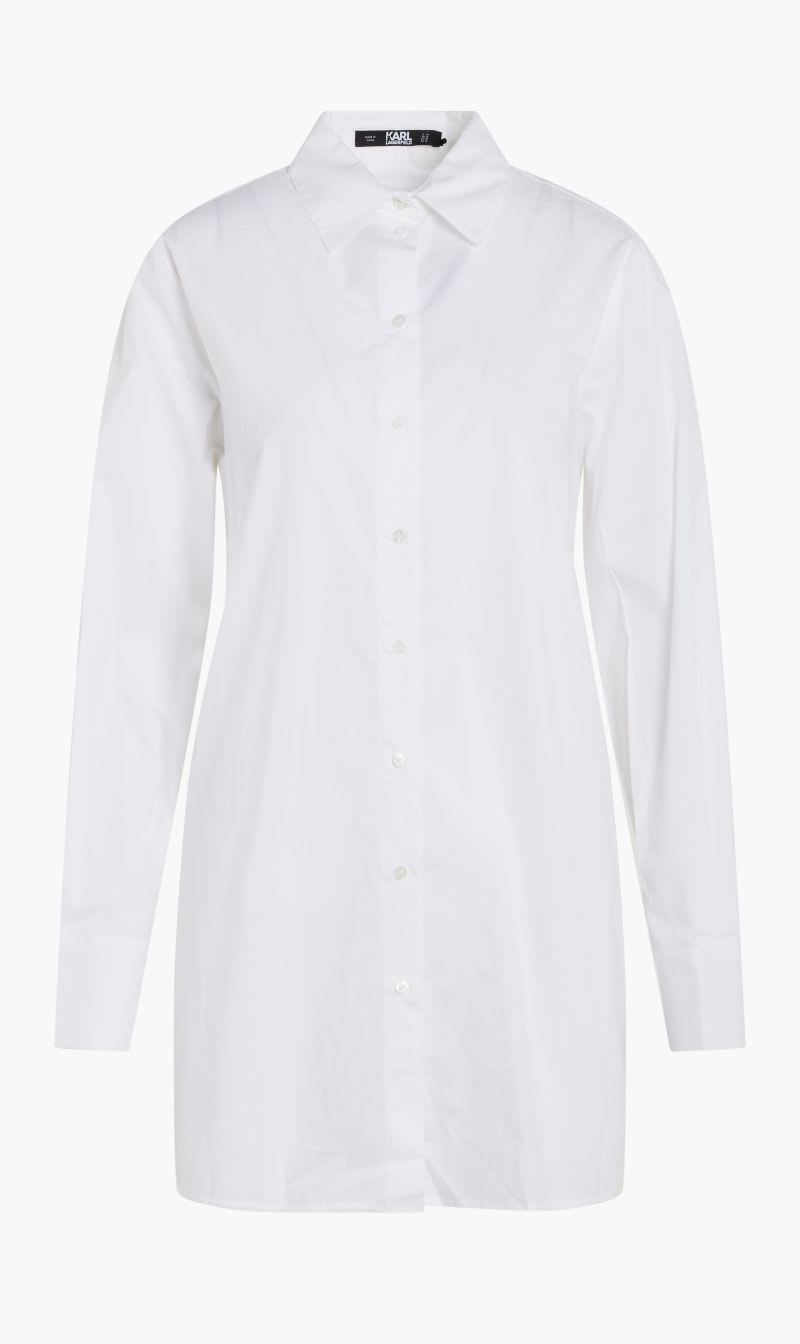 

Karl Lagerfeld White Pleated Back Tunic Shirt for Women | The Deal Outlet