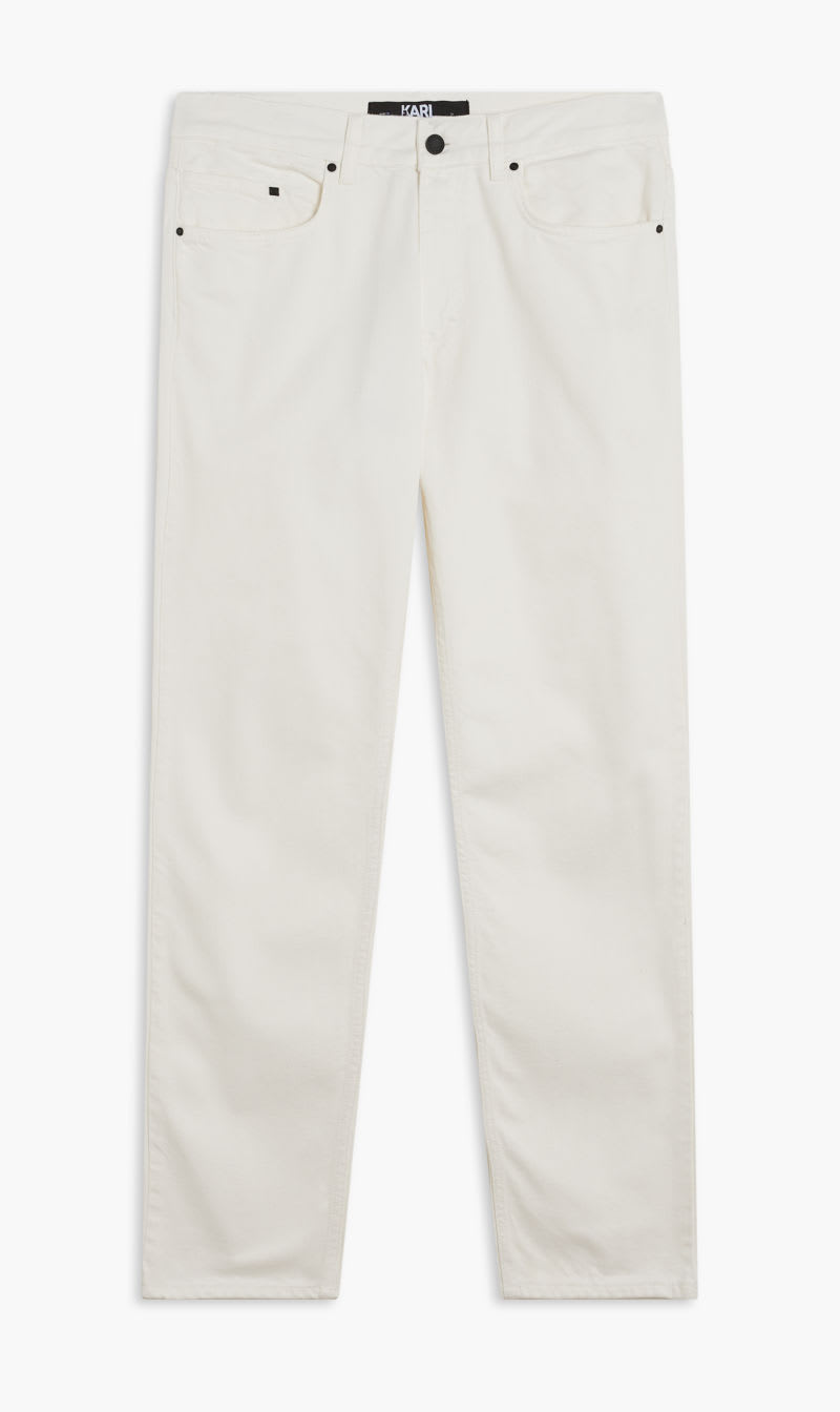 

Karl Lagerfeld White Tapered Logo Denim Pants for Men | The Deal Outlet