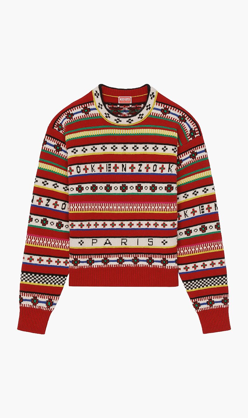 

Kenzo Red Jacquard Regular Jumper for Women | The Deal Outlet