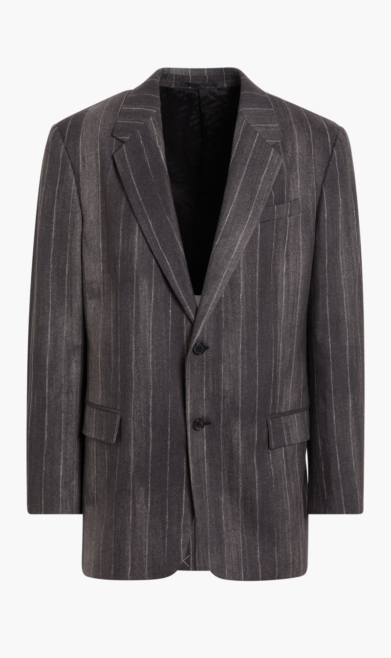 

Versace Grey Blazer Jacket Wool Pinstripe Oversized for Men | The Deal Outlet