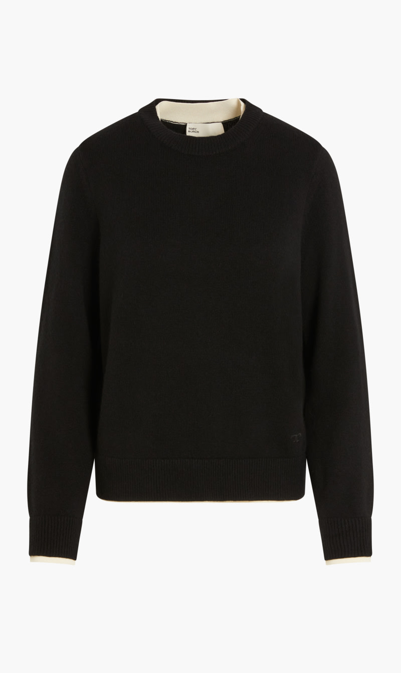 

Double Layer Cashmere Crewneck, Black