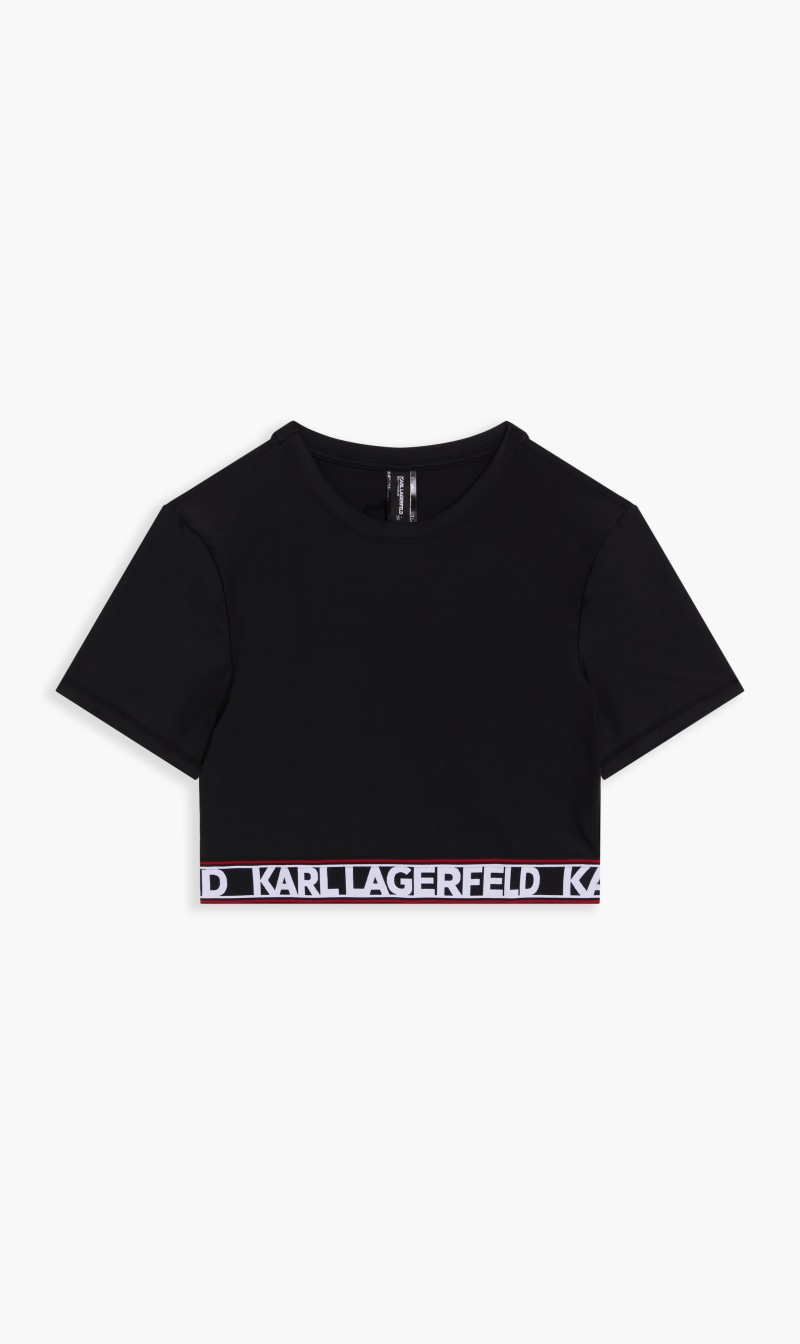 

Karl Lagerfeld Black Elongated Logo Swim Top for Women | The Deal Outlet