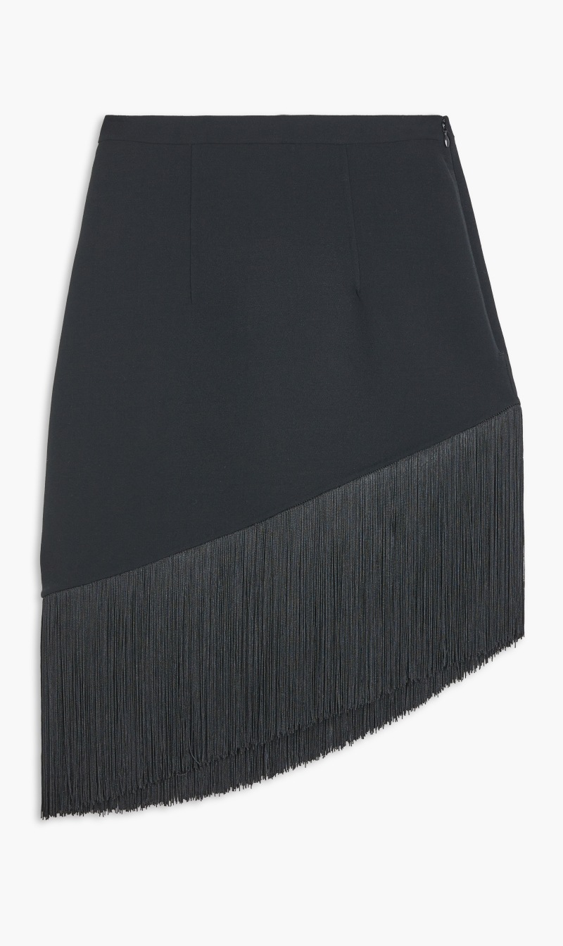 

Michael Kors Black Double Faced Wool Asymmetric Fringed Skirt for Women | The Deal Outlet