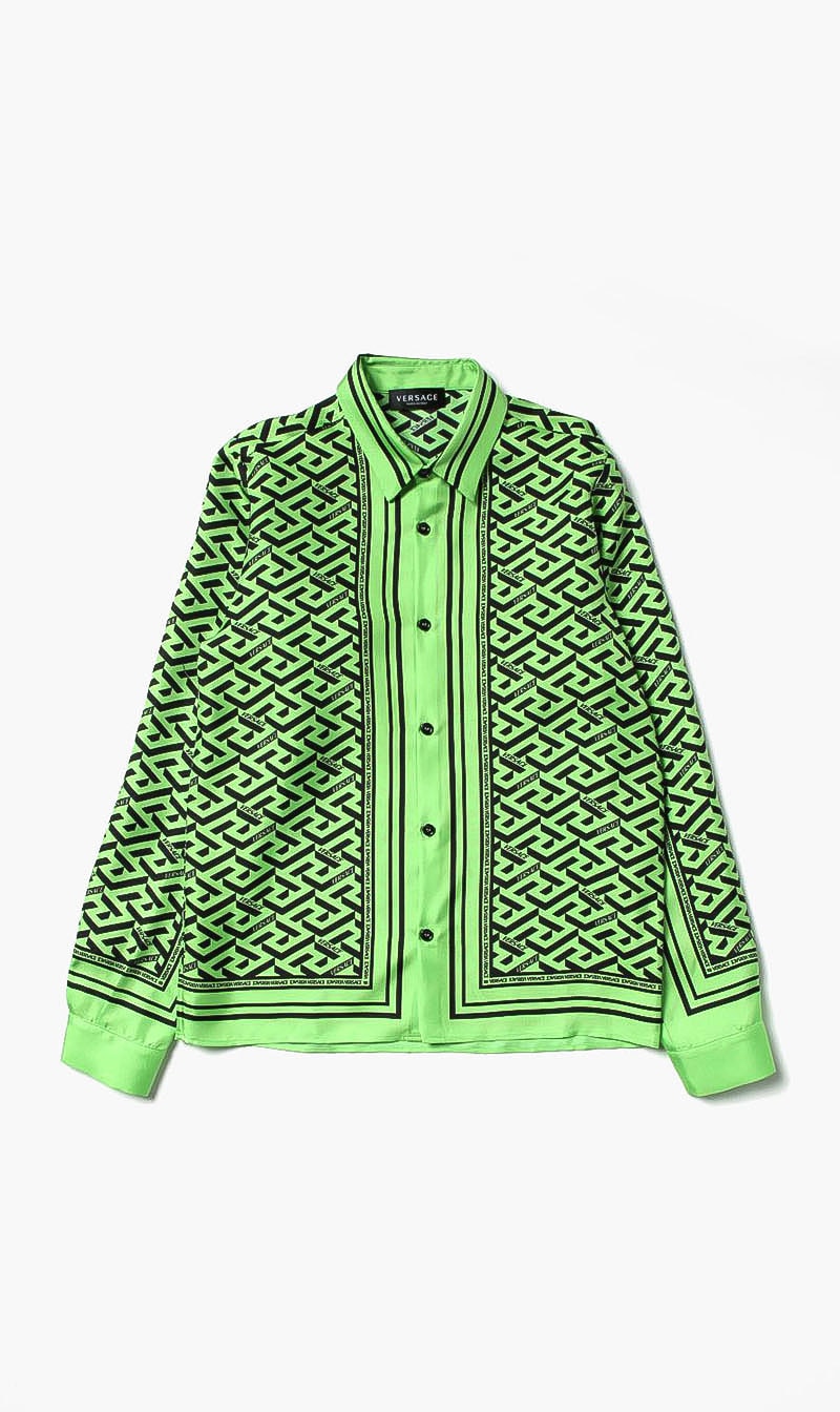 

Versace Green Shirt - Long Sleeves Versace Greca Kids Twill for Boys | The Deal Outlet