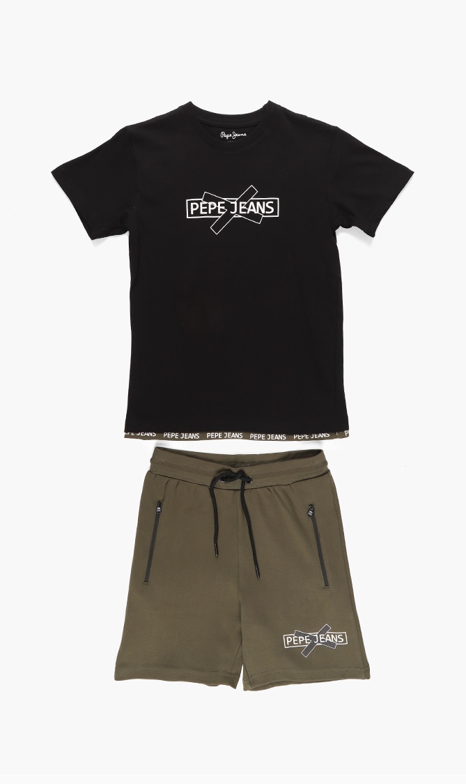 

Alvaro Solid Jersey T-shirt And Shorts Set, Black