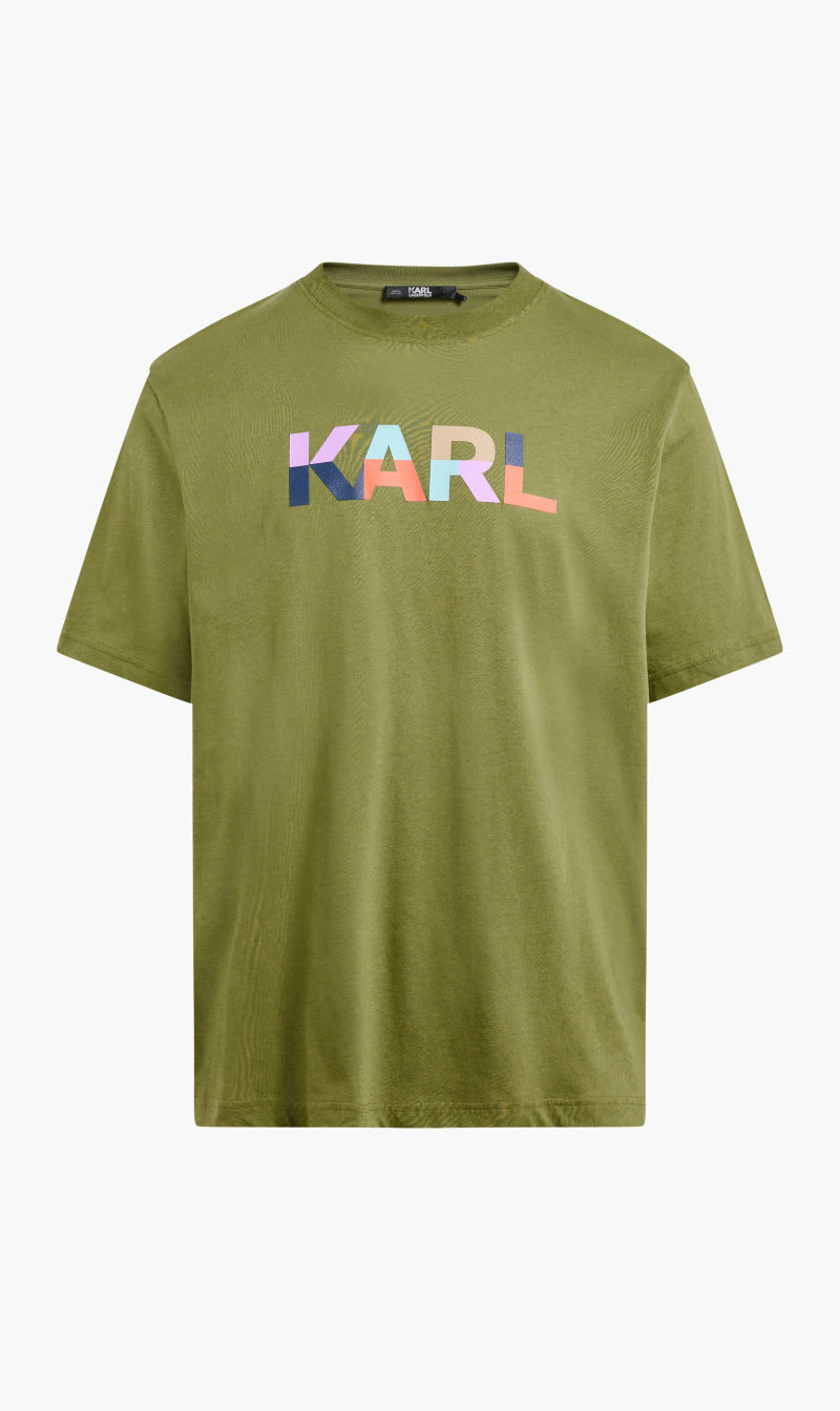 

Karl Lagerfeld Green Karl Colourblock Logo T-shirt for Men | The Deal Outlet