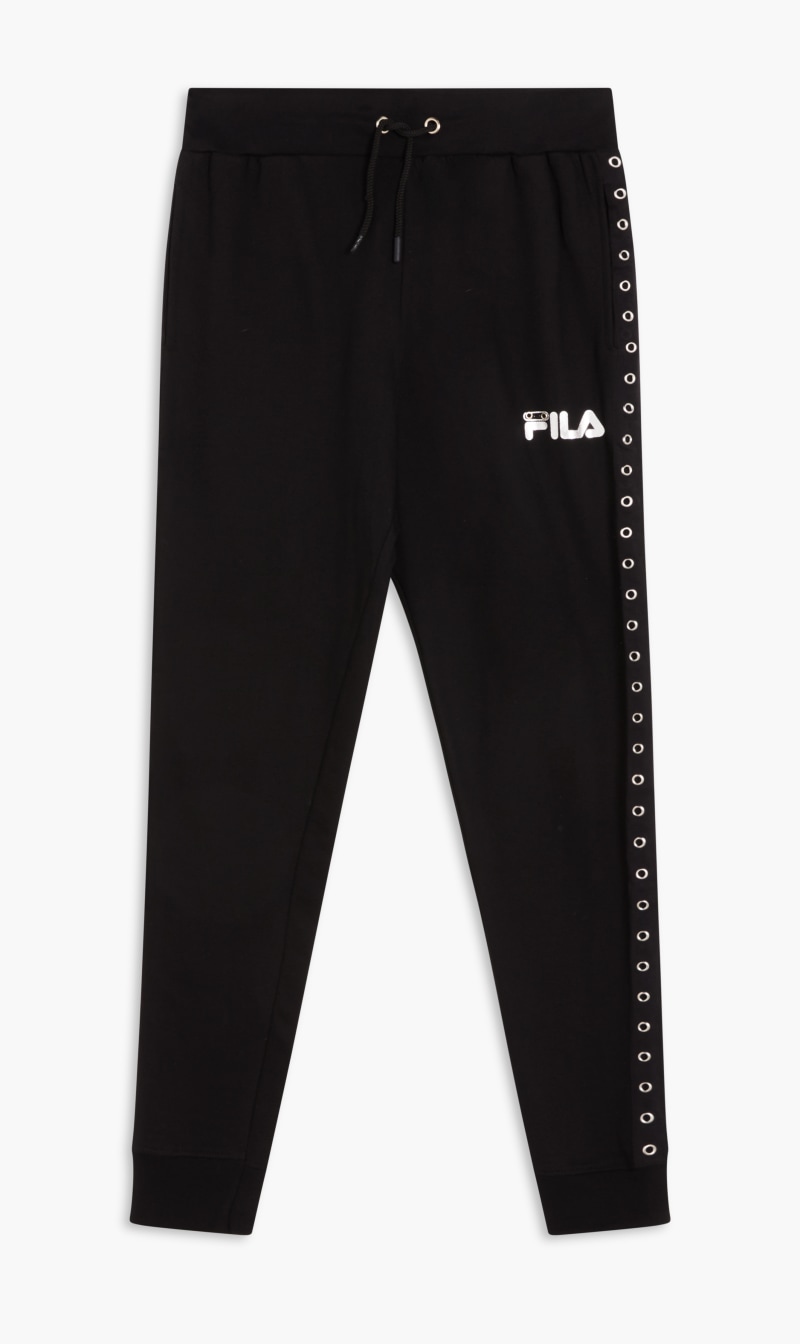 

Fila Black Cuffed Pants With Eyelet Tape On Side for Women | The Deal Outlet