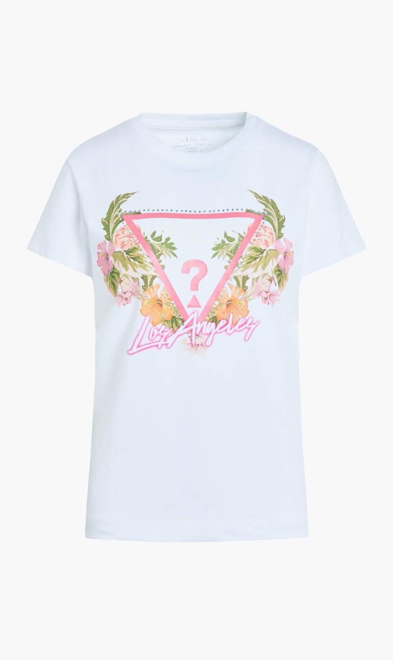 

Short Sleeve Floral Triangle T-shirt, White