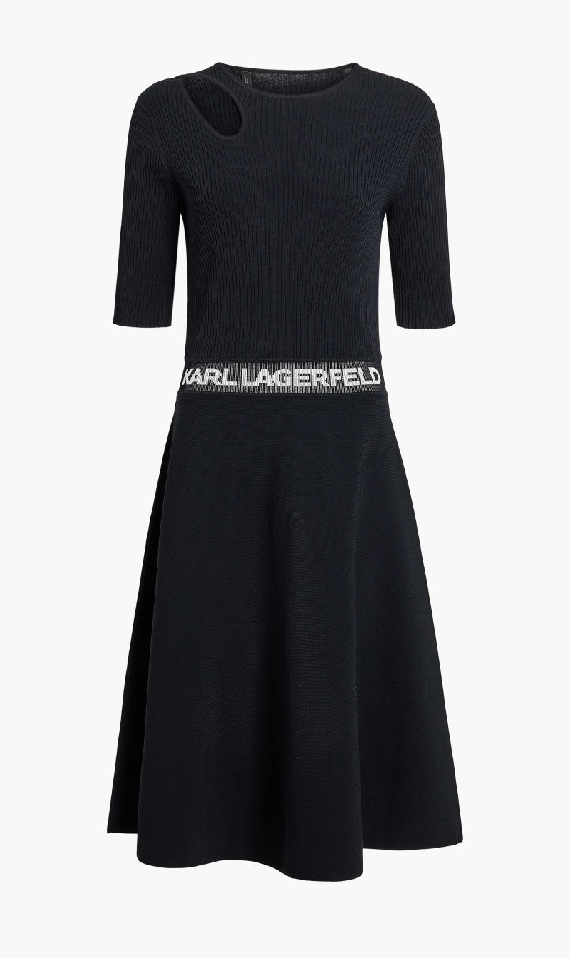 

Karl Lagerfeld Black Sslv Logo Knit Dress for Women | The Deal Outlet