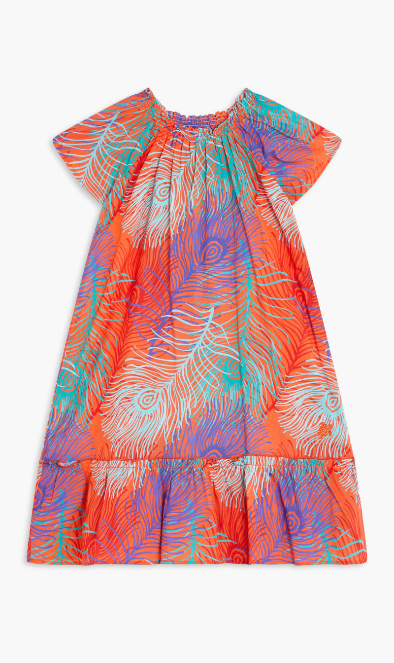 

Vilebrequin Orange Cotton Feather Print Dress for Girls | The Deal Outlet