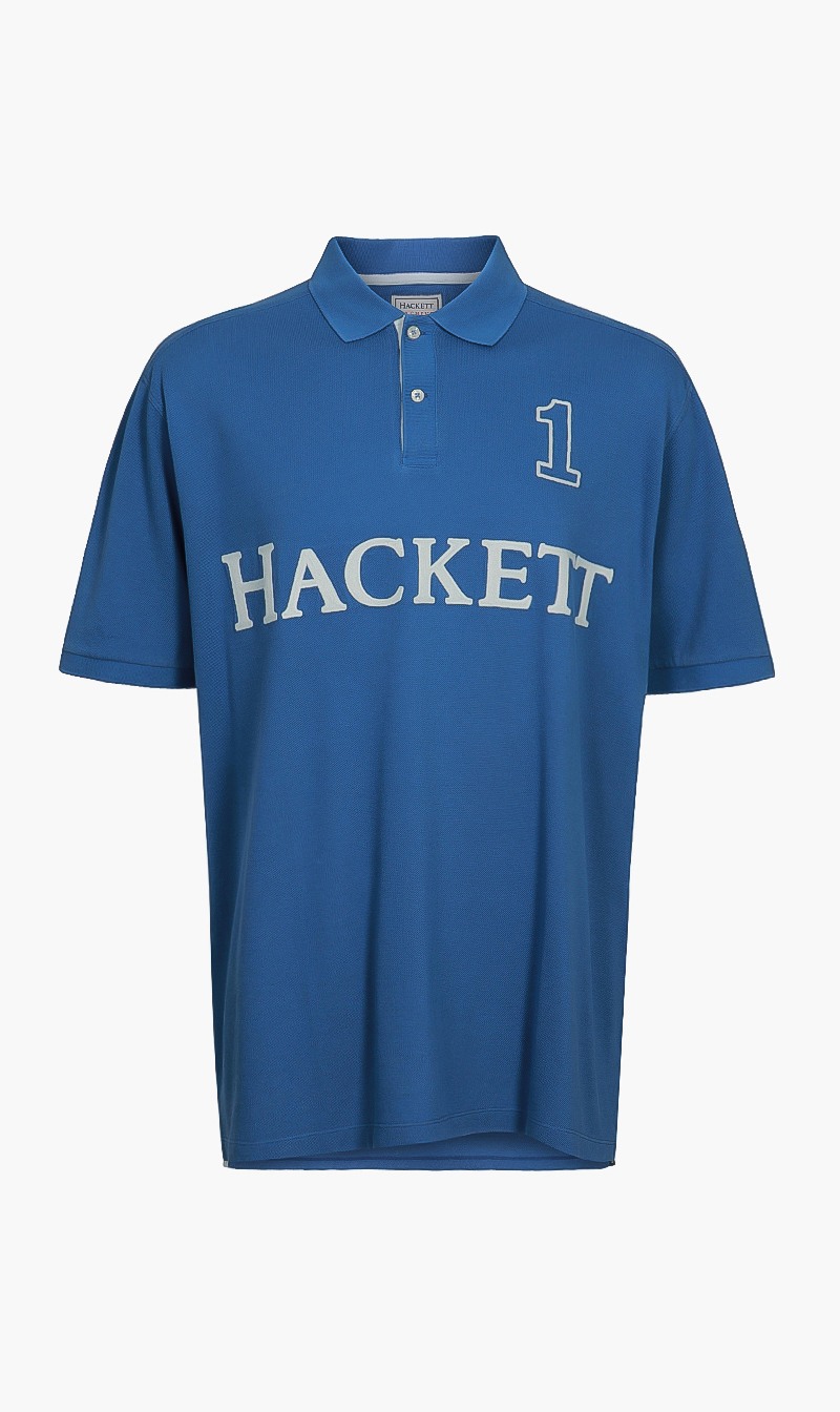 

Hackett London Blue Archive Logo Polo for Men | The Deal Outlet