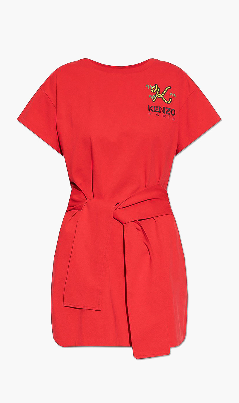 

Kenzo Red Solid Logo Dress for Women | The Deal Outlet