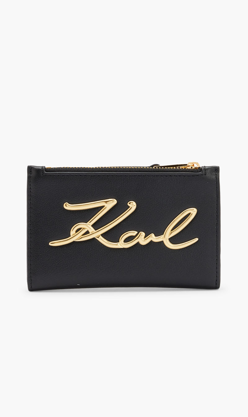 

Karl Lagerfeld Black Ksignature Bifold Zip Ch for Women | The Deal Outlet