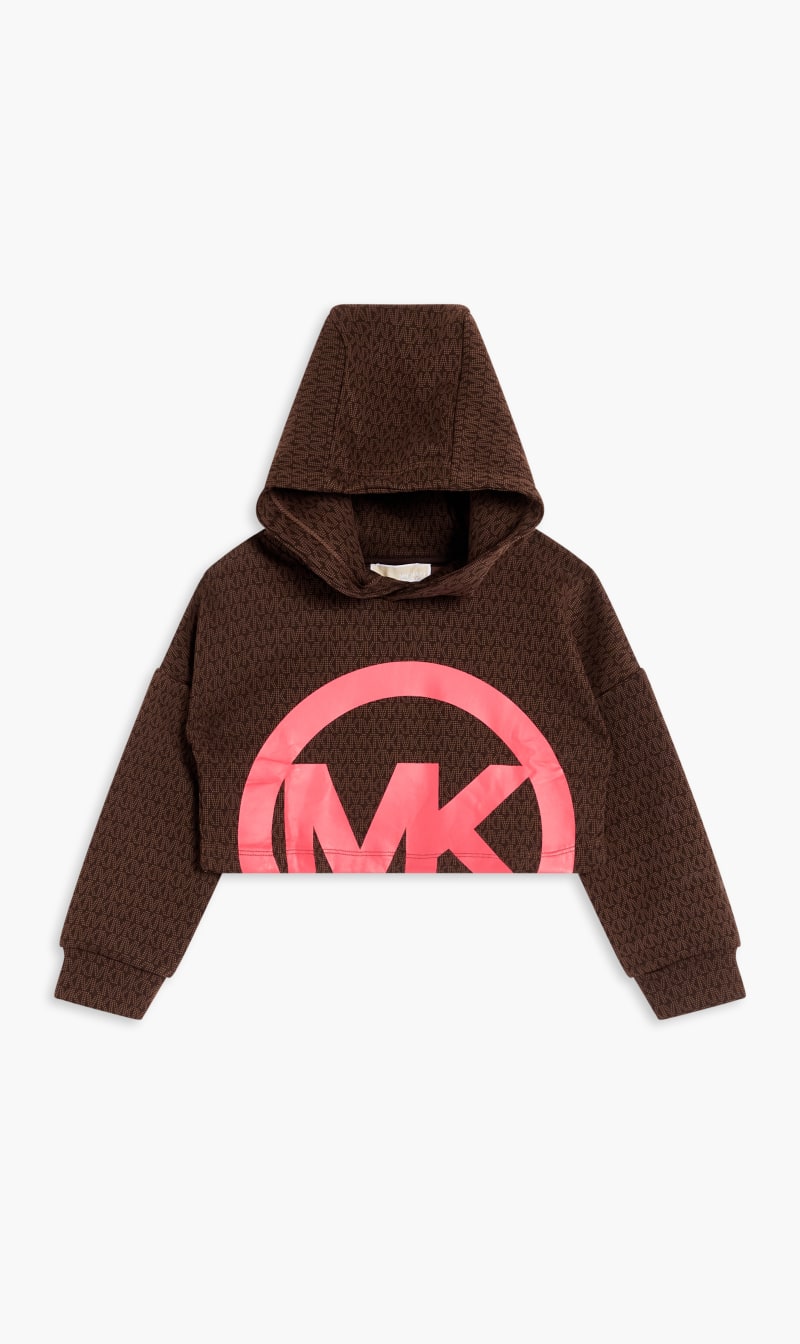 

Michael Kors Brown Logo Hooded Sweatshirt for Girls | The Deal Outlet