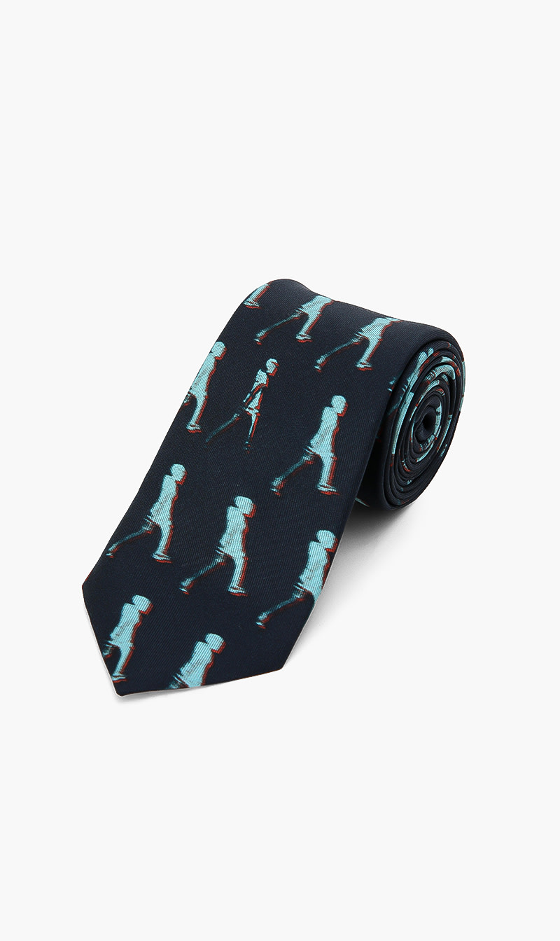 

Man Print Narrow Tie, Blue