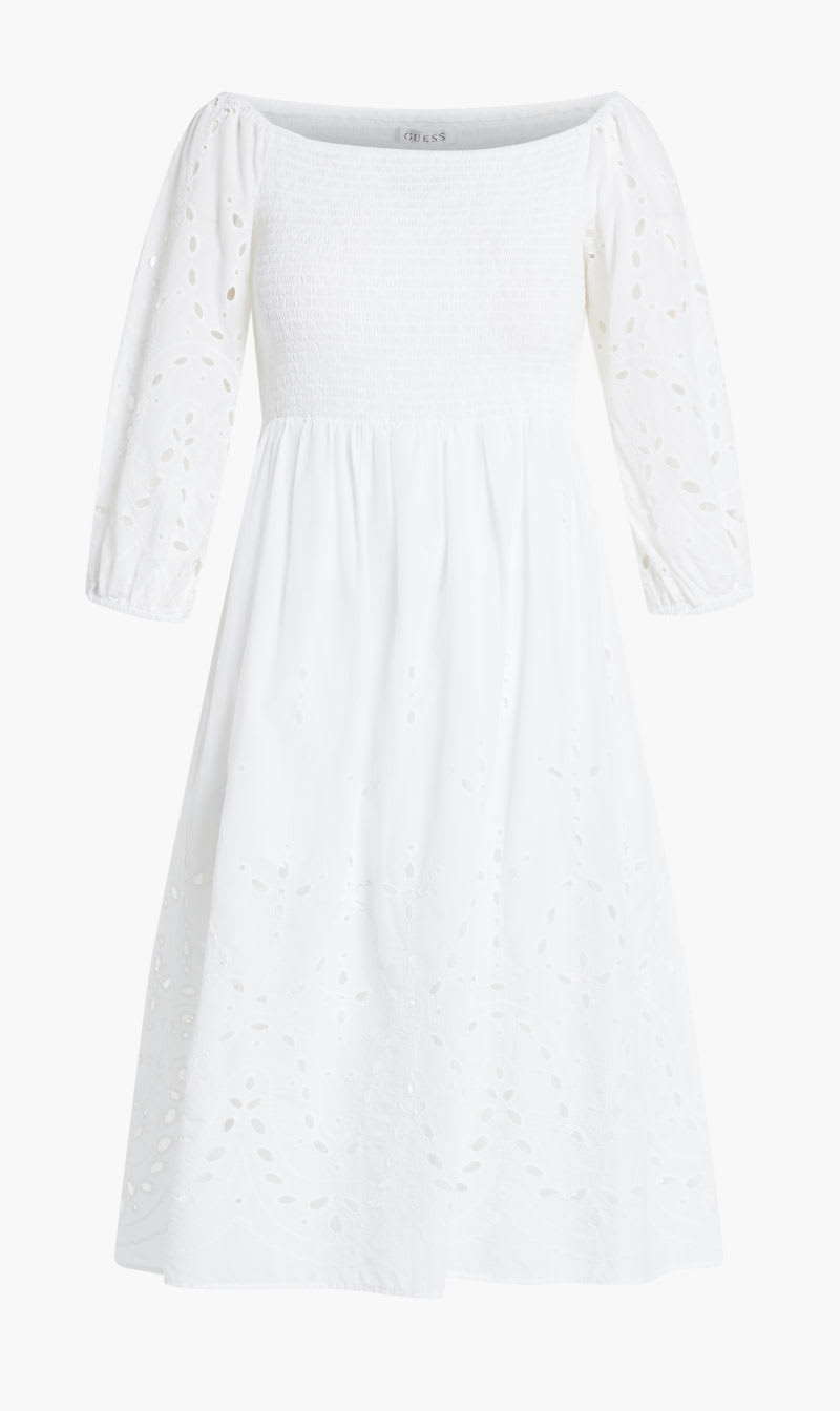 

Guess White Off Shldr Anna Dress for Women | The Deal Outlet