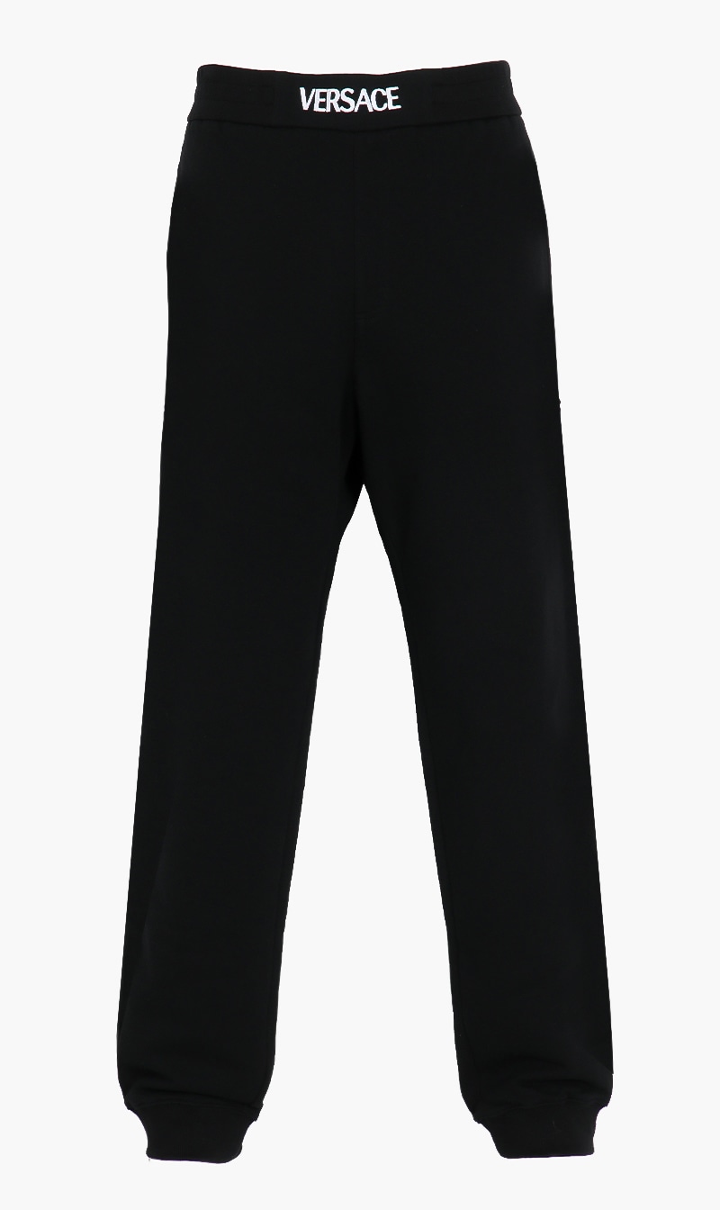 

La Greca Embroidered Track Pants, Black