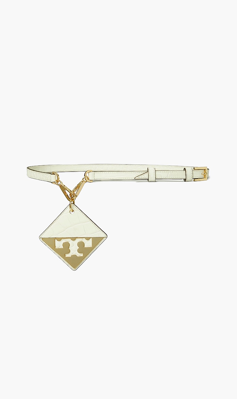 

Tory Burch White Croc-embossed Mirror Logo Belt for Women | The Deal Outlet